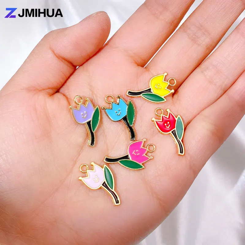 15 шт./партия, эмалевые подвески в виде цветов