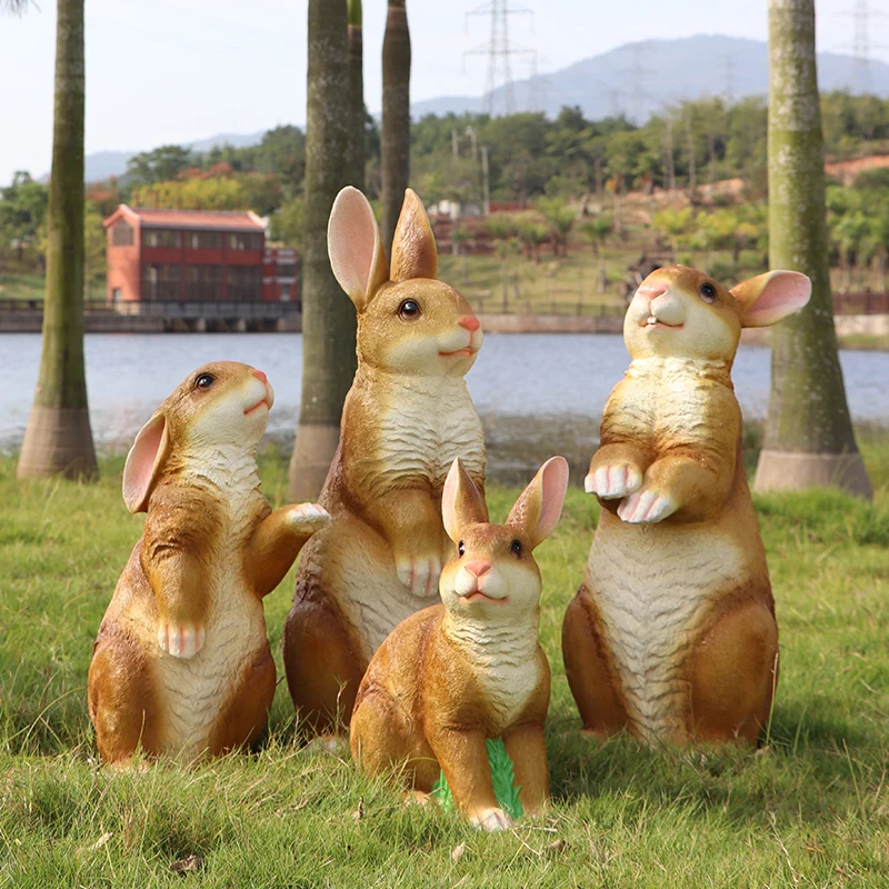 

Outdoor FRP Imitation Little White Rabbit Sculpture Garden Courtyard Kindergarten Lawn Landscaping Decoration Ornaments