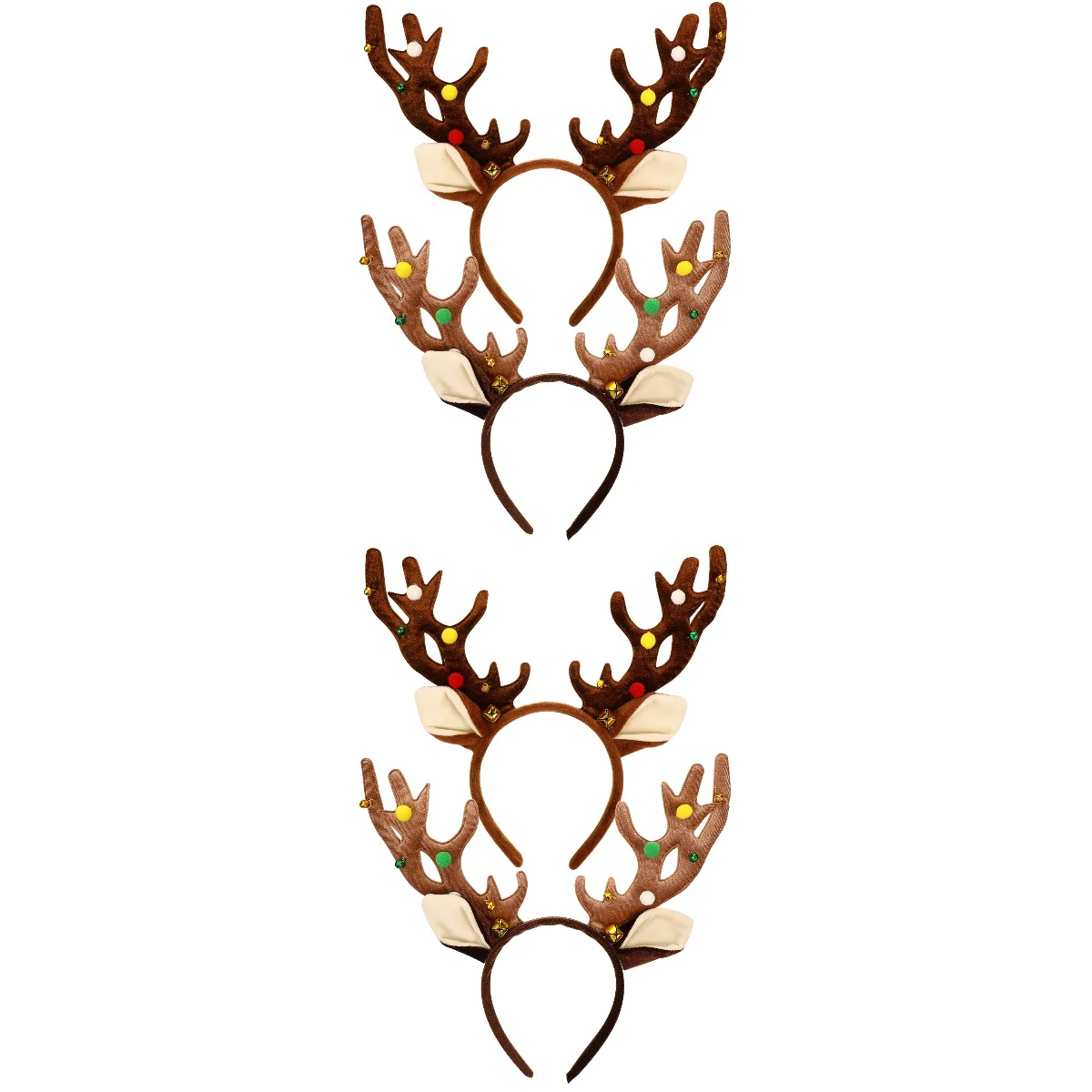 

Set 2 Ear Big Antler Headband Christmas Decore Xmas Headwear Flannel Holiday Hair Accessories