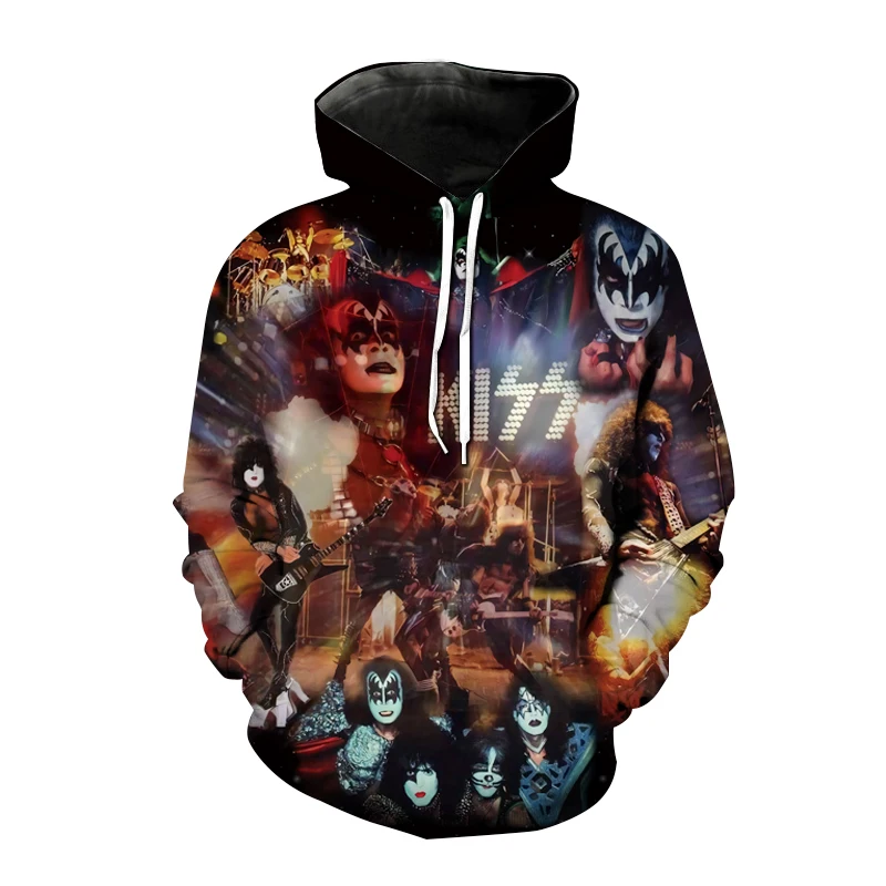 

Толстовки с капюшоном Kiss Band для мужчин и женщин, модная повседневная толстовка, костюм для мужчин, уличная одежда в стиле Харадзюку, большие размеры