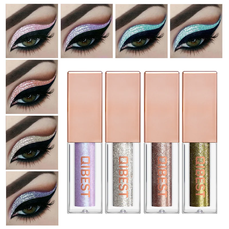 

QiBest 15 Colors Glitter Liquid Eyeshadow Waterproof Long-lasting Metallic Easy To Makeup Professional Eye Shimmer Eyeshadow