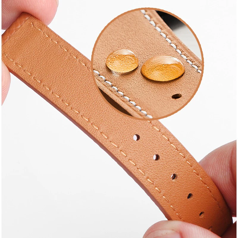 Handmade Pebbled Leather Watchband 14mm 16mm 18mm Black Gray Leather Strap H Buckle Watch Band women's Watch Accessories