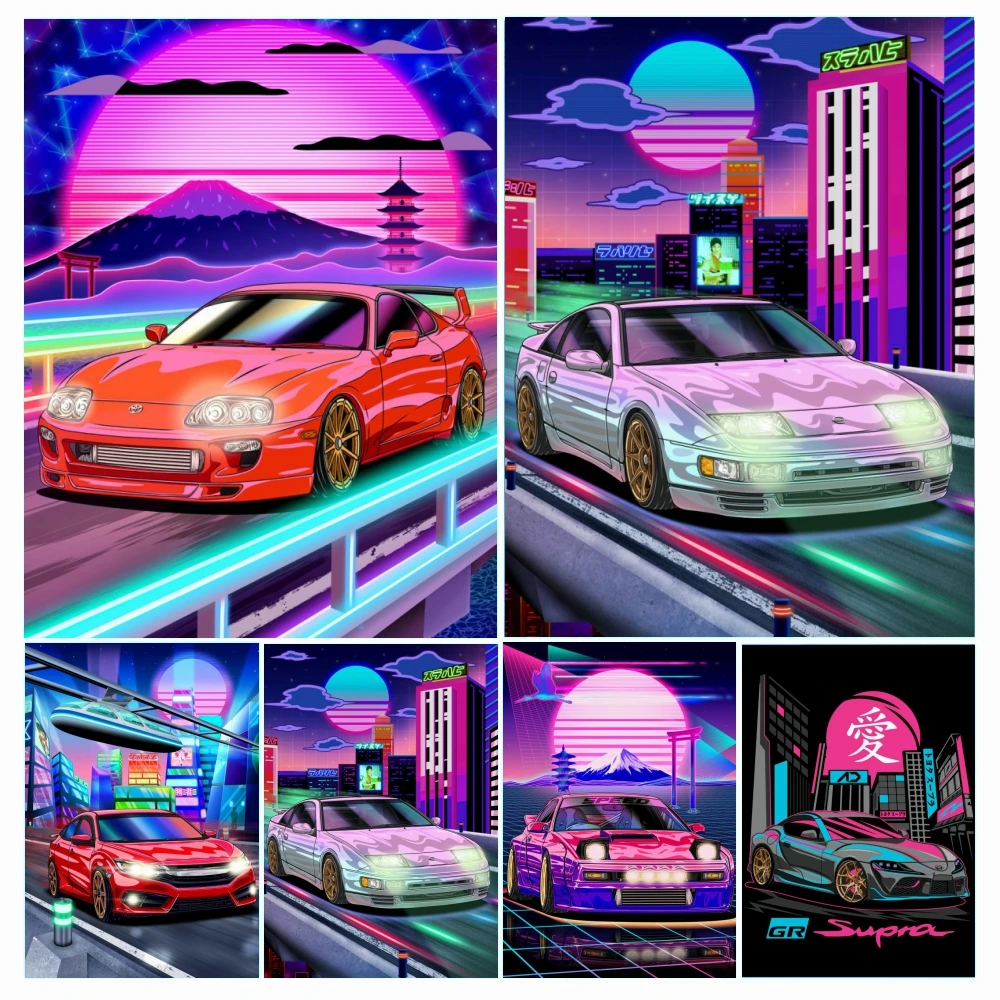 

Tokyo Street Racing Nissan Diamond Painting Art 5D Full DIY Mosaic Embroidery New Cross Stitch Kits Christmas Home Decor Gift