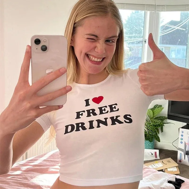 Винтажная футболка Beyaz Y2k Giysileri Mektup Baskak K'sa Kollu уличная одежда Kyrpma K'st Kawaii Estetik EMO