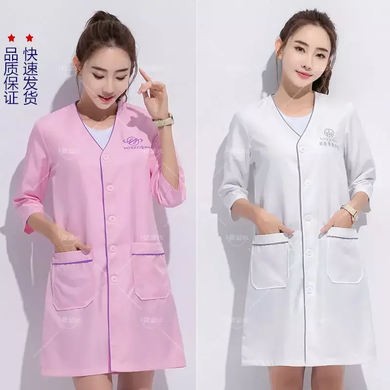 Черная короткая косметологическая форма искусственная кожа Униформа белая