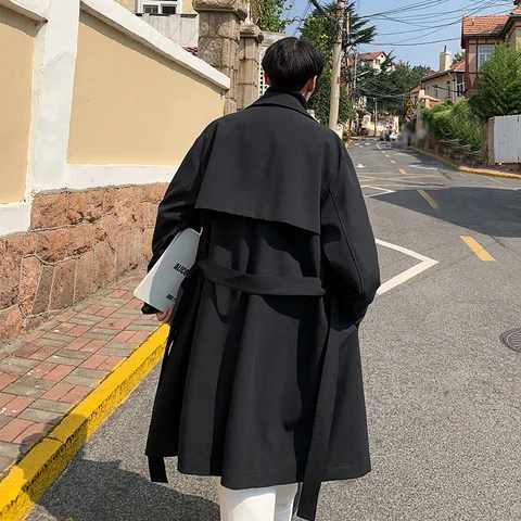 Тренч уличный весенний для мужчин и женщин, модное пальто свободного покроя, Длинная ветровка в Корейском стиле