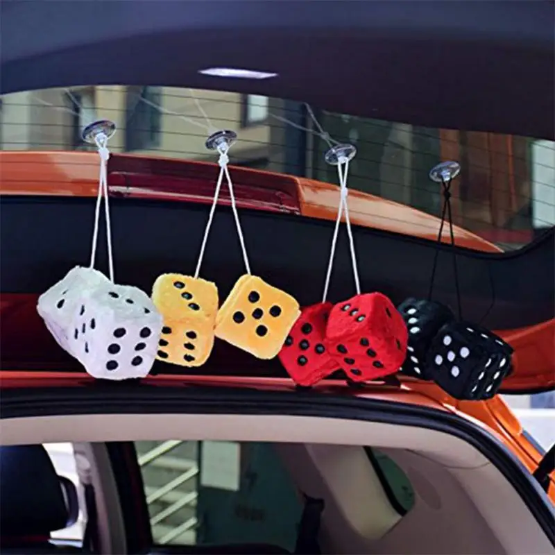 

Пара Ретро квадратных зеркальных подвесных парных пушистых плюшевых костей с точками для украшения интерьера автомобиля