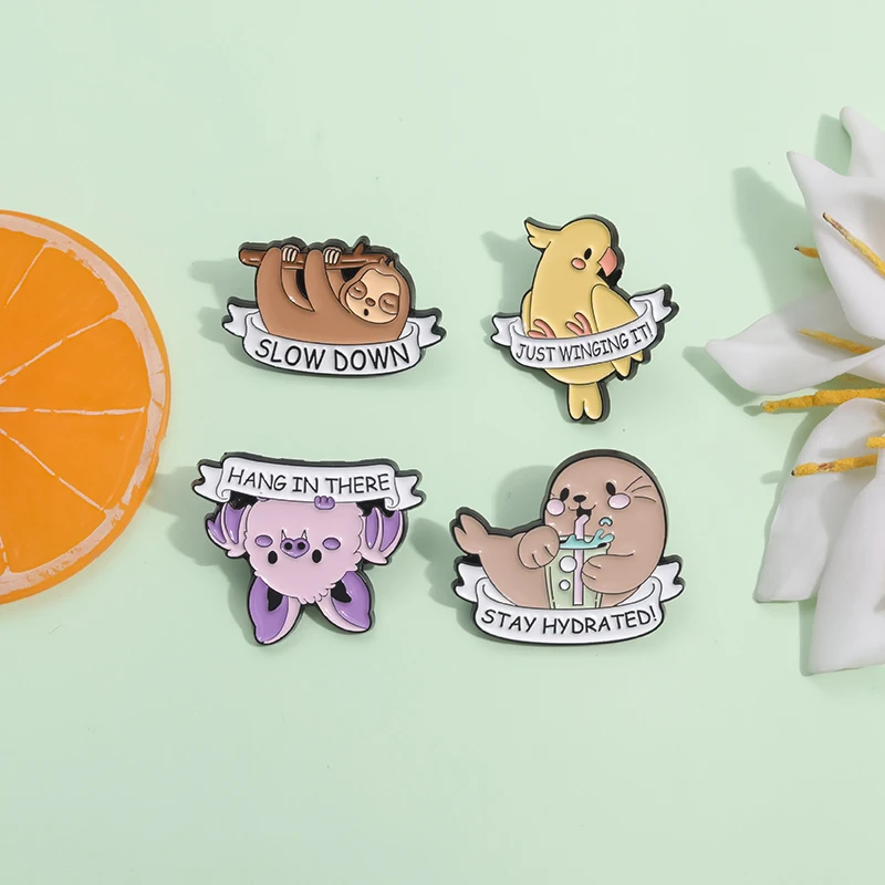 Забавные металлические броши в виде ленивого летучей мыши с надписью &quotКит&quot