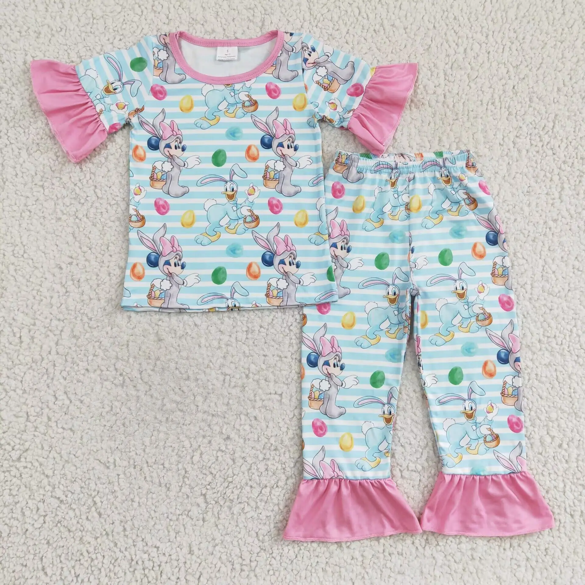 

Пасхальный мультяшный кролик, Осенние комплекты одежды для девочек 2022, бутиковая детская дизайнерская одежда