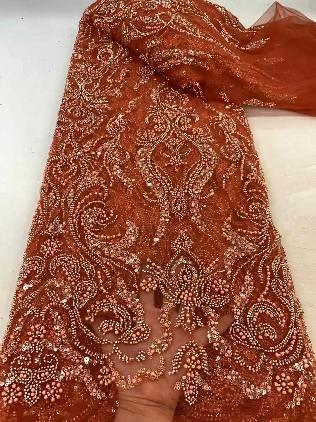 Тяжелая белая французская сетчатая кружевная ткань африканские тюлевые кружева