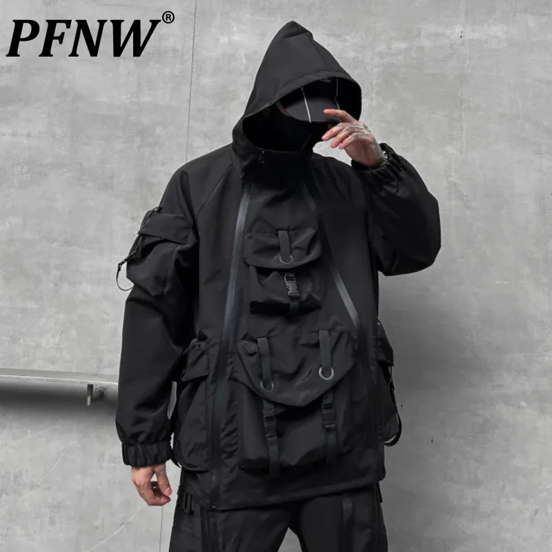 

Мужская куртка-карго с капюшоном и карманами, в стиле хип-хоп