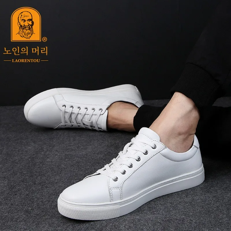 Old Men's Leather Shoes Autumn Genuine Comfortable Wear-Resistant Sneakers Versatile Breathable Casual Tr...