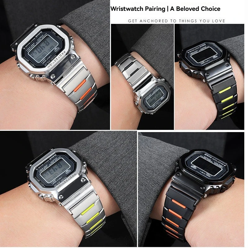 Фото Новый эластичный ремешок для часов из титанового сплава для Casio G-SHOCK GMW-B5000 GM-B2100 MRG-B5000, мужской сменный ремешок №5