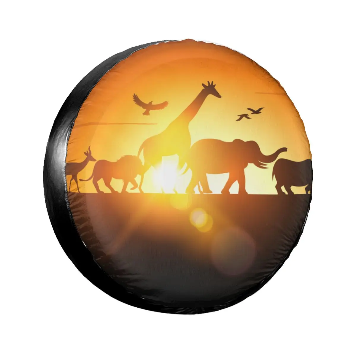 

Car Wheel Tyre Cover 13/14/15/16 Inch Sunset Safari Wildlife Silhouette Spare Tire Cover Soft Protector Pouch Car Accessories