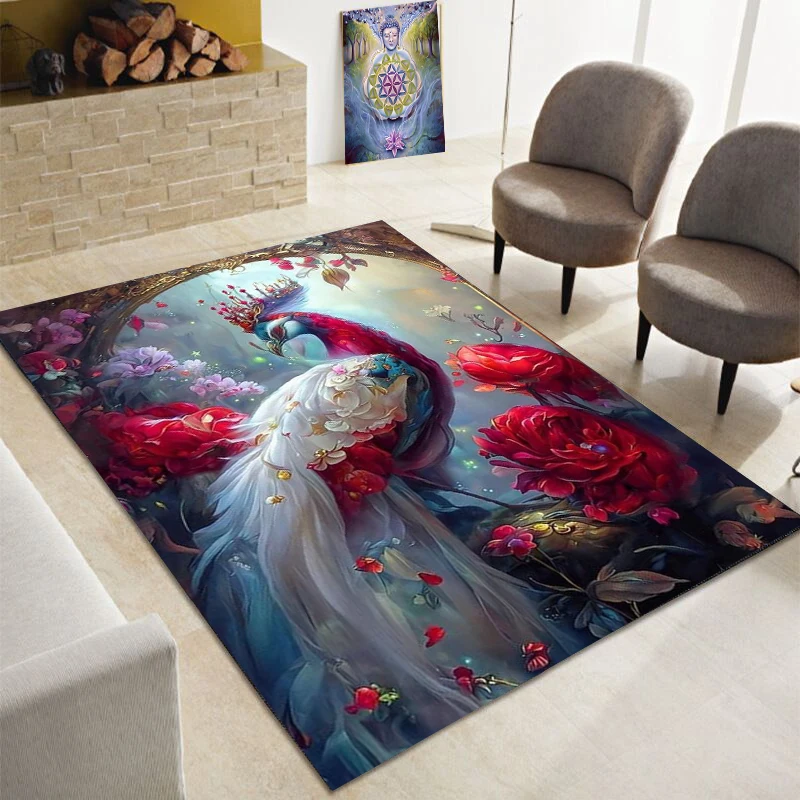 Beautiful Peacock Phoenix Print Carpet Bedroom Family Living Room Office Bathroom Mat and Birthday Gift