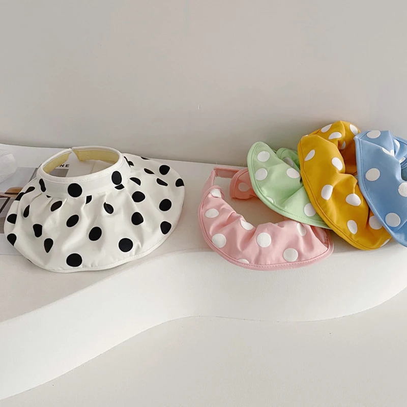 

Cute Dot Summer Baby Hat Fashion Big Brim Sun Hat Korean Girls Hats Foldable Headband Travel Beach Caps Babies Accessories 2-5Y