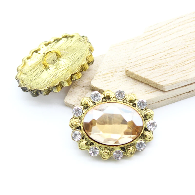 

Retro 20 * 16MM 5-Piece Oval Diamond Alloy Button Bow DIY Hair Accessories, Clothing Invitation Letter Accessories