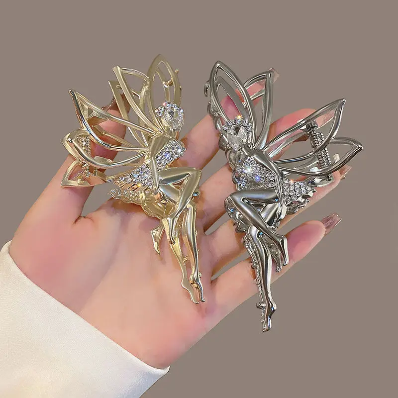 

Rhinestone Elf Metal Hair Claw Crab Clip For Women Girls Shiny Barrette Hairpin Crystal Pearl Hair Accessories Jewelry Gifts
