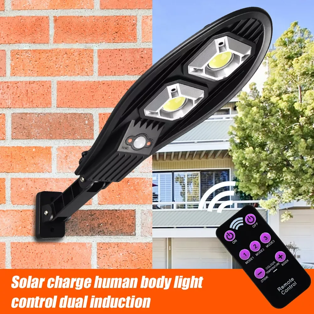 

Solar 128COB/LED Street Light IP65 Waterproof Smart Remote Control PIR Motion Sensor Lamp 300W Outdoor Garden Security Wall Ligh