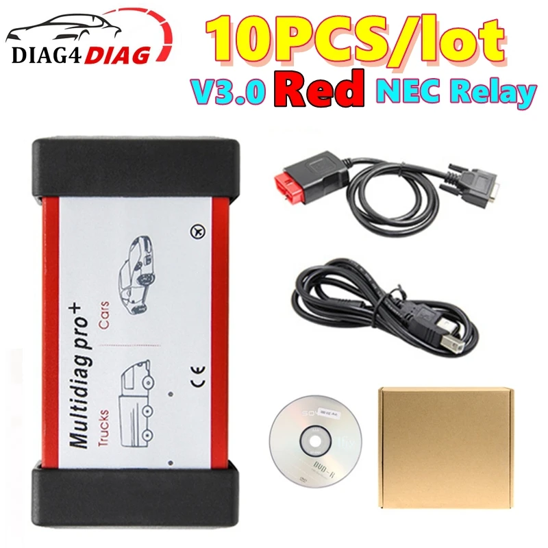 10 шт. Multidiag PRO 2021,11 2020,23/R3 программное обеспечение Keygen V3.0 red NEC Реле OBDII считыватель кодов грузовик диагностический инструмент
