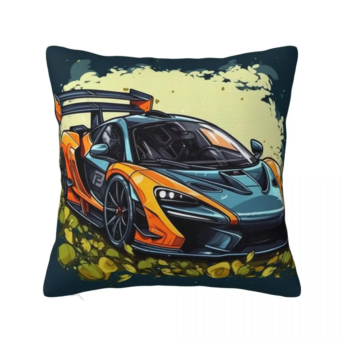 

Fantastic Sports Car Pillow Case Cartoon Nature Style Square Polyester Pillowcase Car Zipper Summer Cover