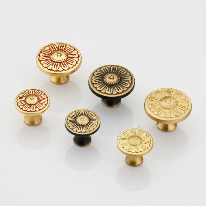 

Brass New Chinese Pure Copper Gold Drawer Furniture Hardware Handles and Knobs Wardrobes Shoe Closet Cabinet Door Handle