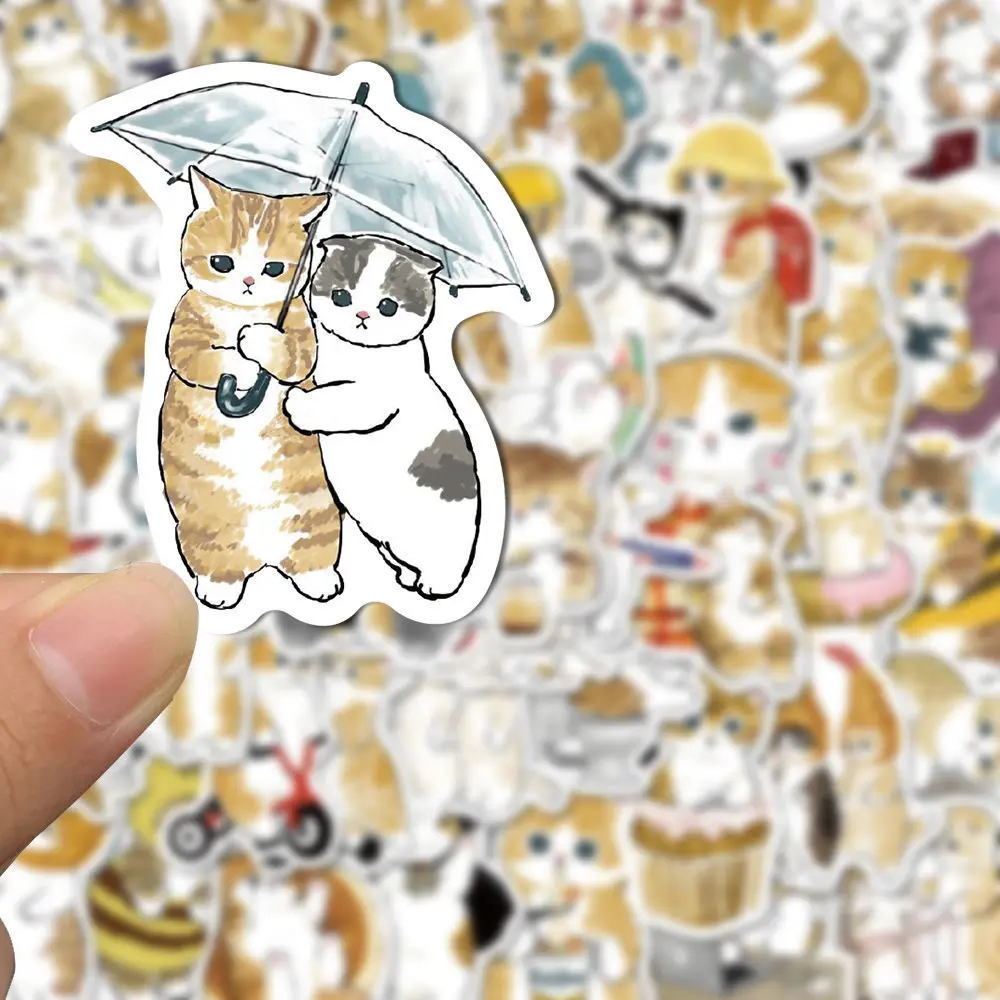 

50p Kitten Cute Cartoon Illustration Stickers Children's Exquisite Creative Hand Account Mobile Phone Case Decorative Waterproof