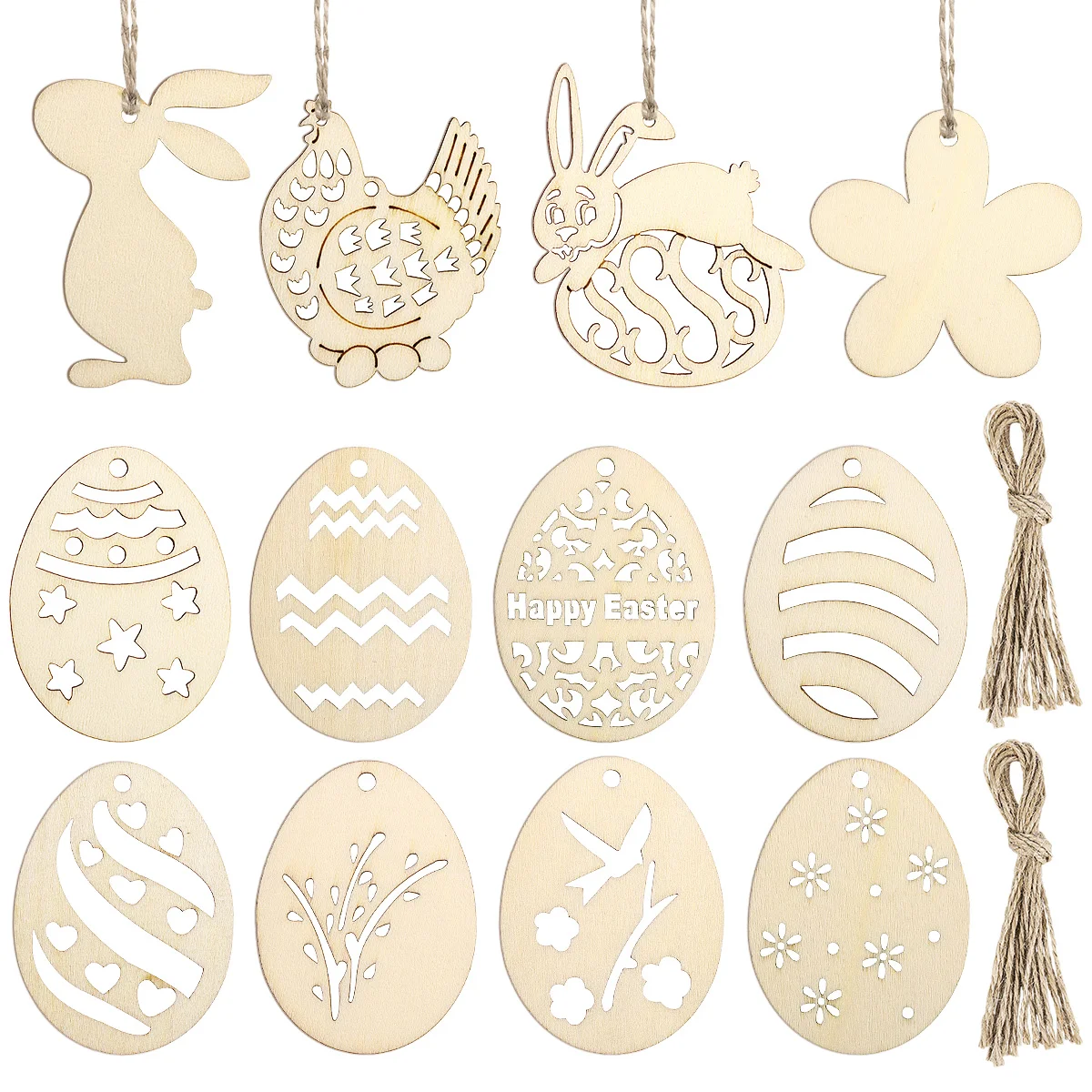 

48pcs Slice Bunny Hanging Ornaments Bunny Ornaments Decor Disc Wooden. Embellishments Gift Pendant
