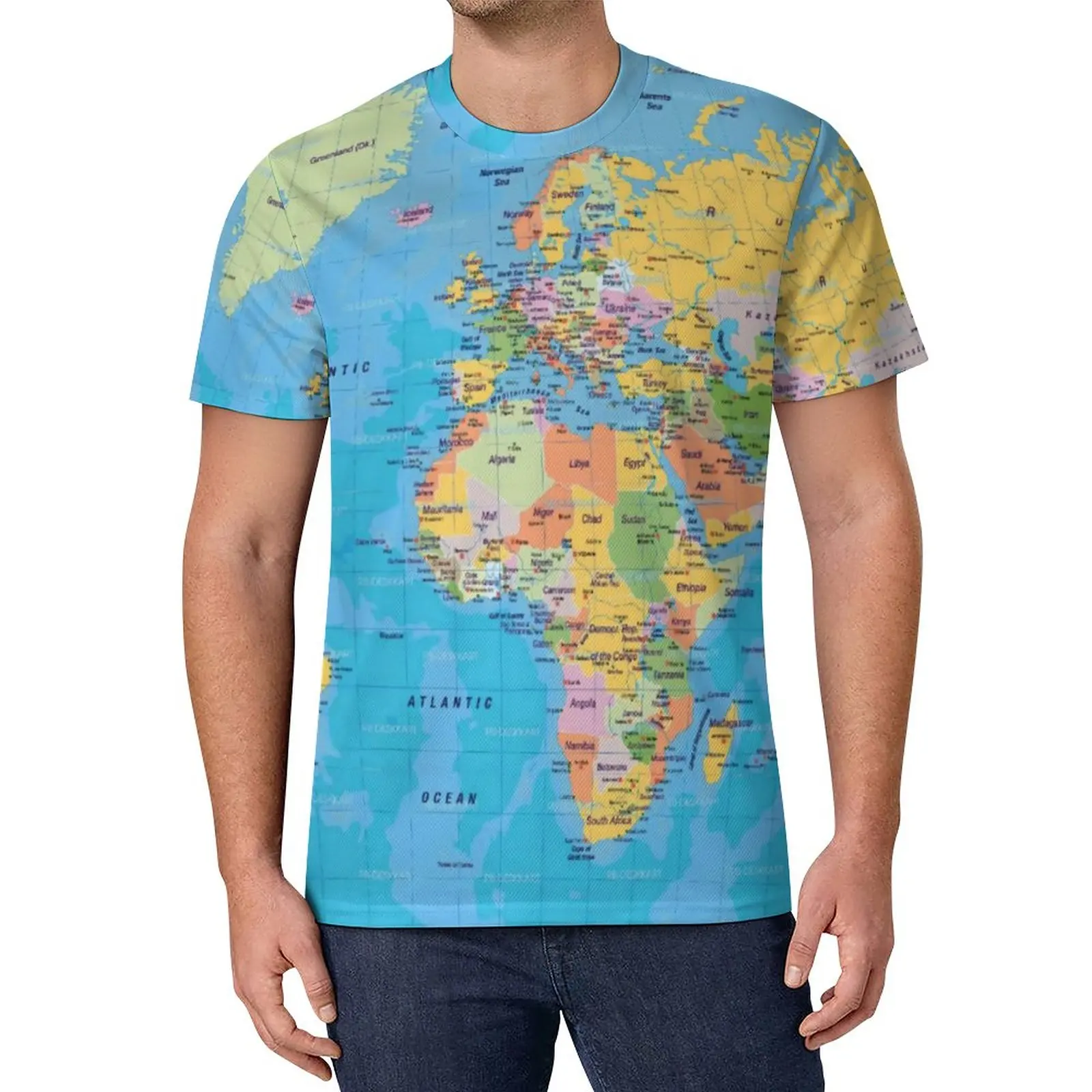 

Earth Map T-Shirt Couple World Maps Print Awesome T Shirts Summer Hippie Tees Pattern Oversized Clothing
