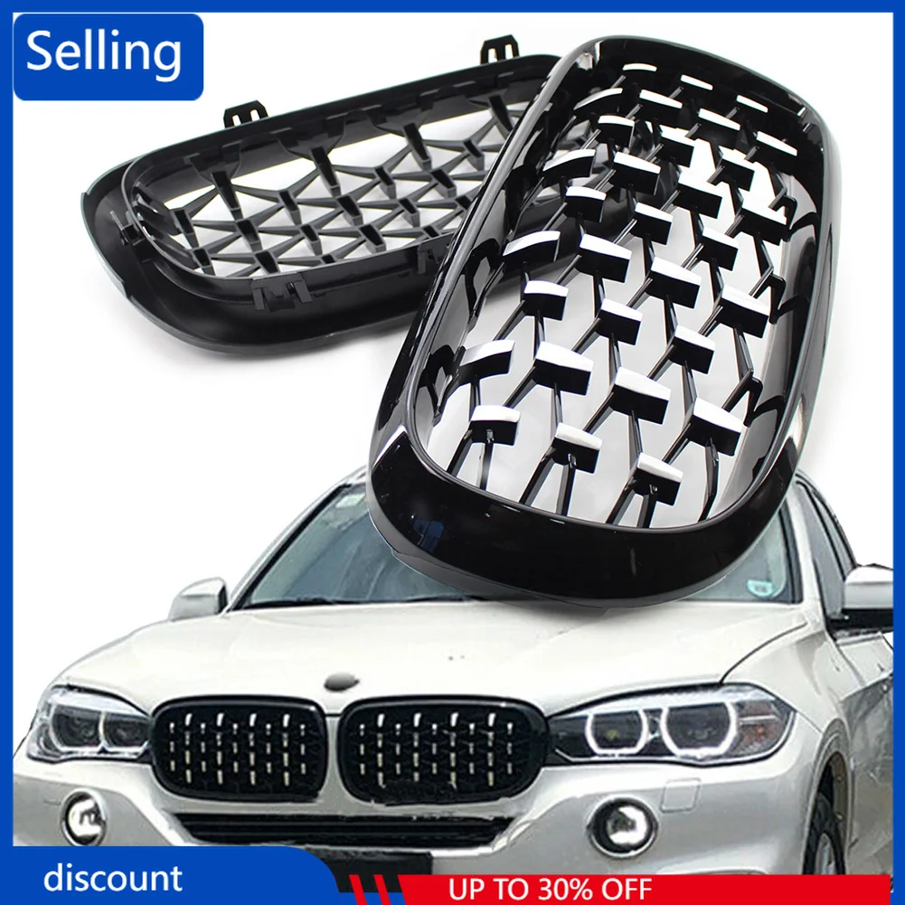 

Передняя решетка автомобиля, хромированная черная Алмазная решетка для BMW X5 F15 F85 2014 2015 2016, АБС-пластик, быстрая доставка