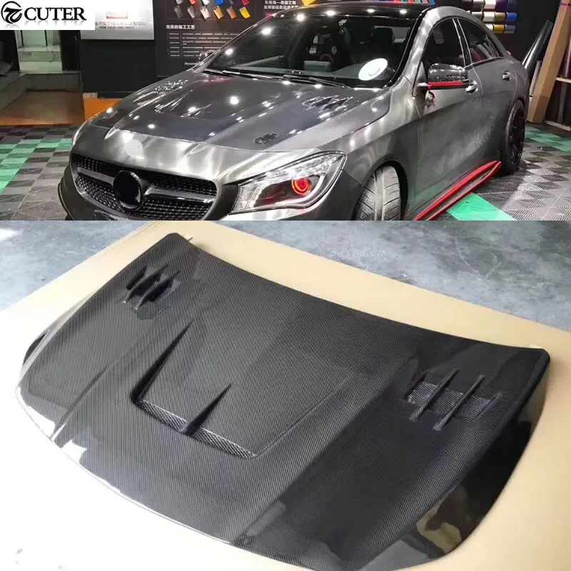 

W117 C117 Cla250 Cla260 Cla45 Carbon Fiber Frp Front Engine Hood Bonnet Cover with Vents for Benz W117 Car Body Kit 14-18