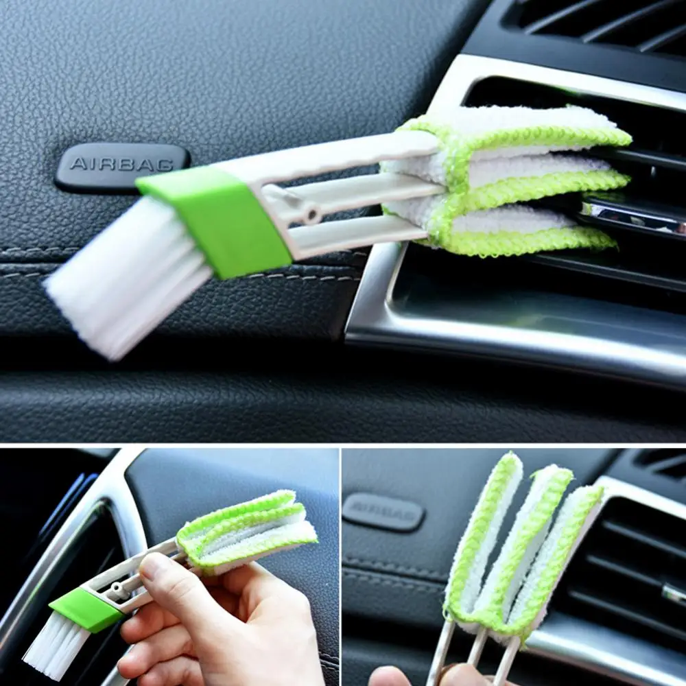 

Double Head Car Air Outlet Dashboard Cleaning Cloth Brush Dust Remove Tool Car Accessories