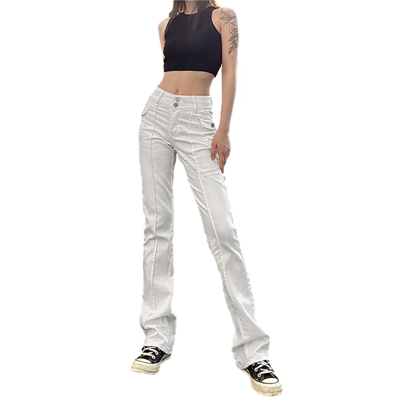 

2000s Women Flare Jeans Low Waist Trousers Vintage Aesthetic Denim Pants Casual Korean Fashion y2k Grunge Jogger Streetwear