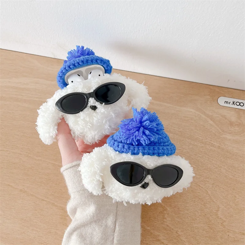 

Plush Cartoon Sunglasses Dog Case for Apple AirPods 1 2 3 Pro Cases Cover IPhone Bluetooth Earbuds Earphone Air Pod Pods Case