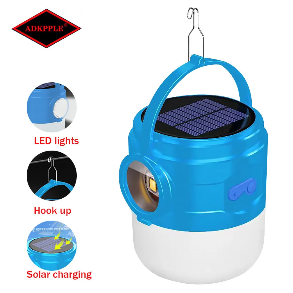 Outdoor Solar Camping Lanterns LED Light USB Rechargeable Bulb For Tent Lamp Portable Emergency Hiking Lights For Garden