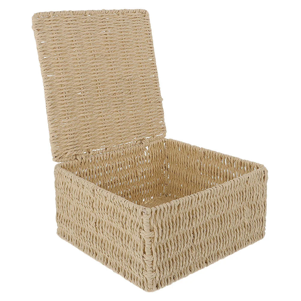 

Basket Storage Woven Organizer Desktop Cube Crochet Container Serving Bins Binhyacinth Rattan Baskets Lid Braided Laundry Tote
