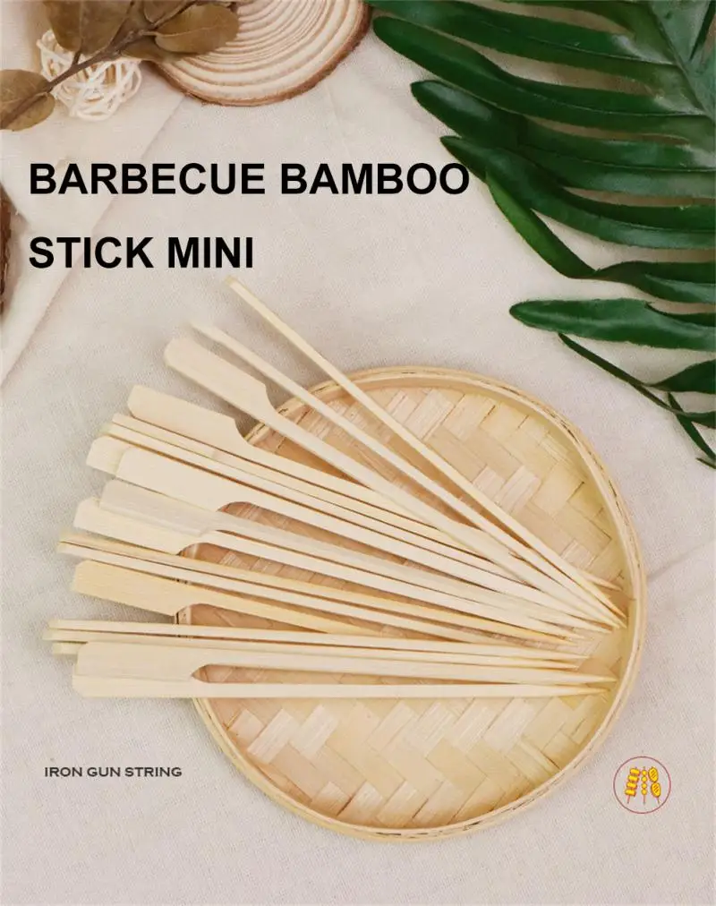 

100pcs BBQ Grill Kebab Bamboo Skewers Paddle Sticks Barbeque Fruit Toothpicks Party Supplies Outdoor Tools