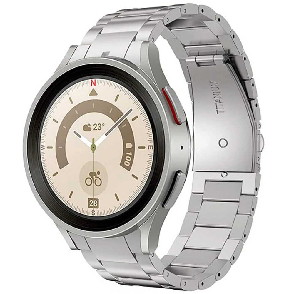 20mm Watchband for Samsung Galaxy Watch 5 Pro 45mm Classic 42mm 46mm Titanium Metal Strap for Galaxy Watch 5/4 40mm/44mm Black