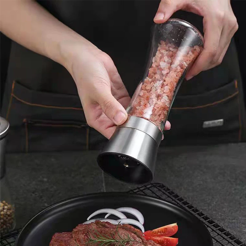 

Salt and Pepper Grain Mill Shakers Stainless Steel Pepper Mill Manual Food Herb Grinder Spice Jar Container Kitchen BBQ Tools