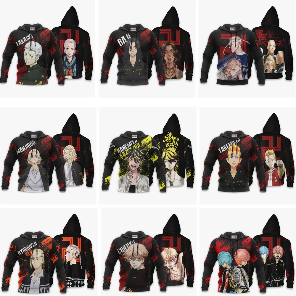 

2022 Tokyo Revengers Cosplay Costume Jacket Uniform Harajuku Kawata Nahoya Kawata Soya Men's Zip Coat Autumn Sweatshirt Hoodie