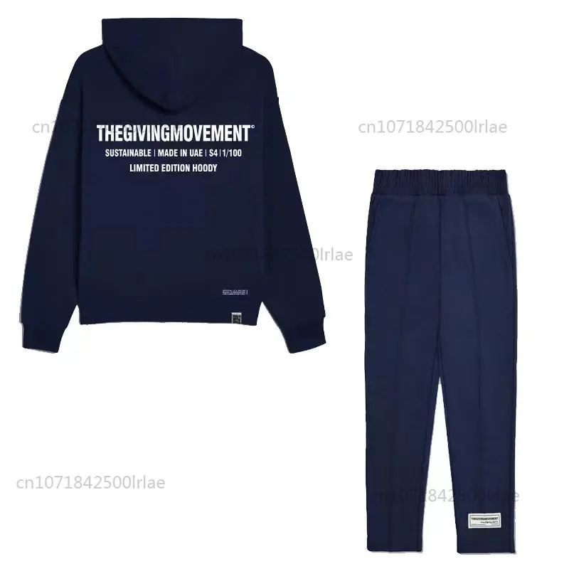 

THE GIVING MOVEMENT 100% Cotton Hooded Hoodies Men Thick Women Tracksuits Two Piece Set Track Pant Joggers Ninth Sweatsuits