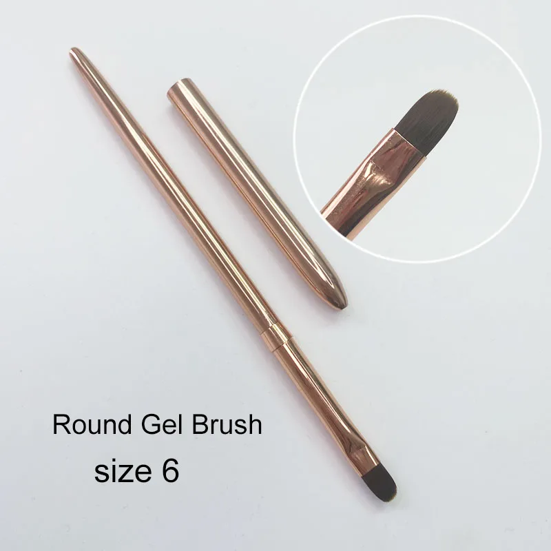 3D Acrylic Nail Art Brush Luxury Full Rose Gold Metal Handle Striping Detailer Pen UV Gel Nail Brushes Tool images - 6