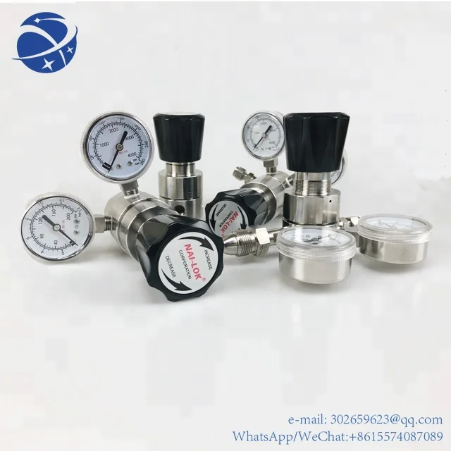 

High pressure regulator with two gauges