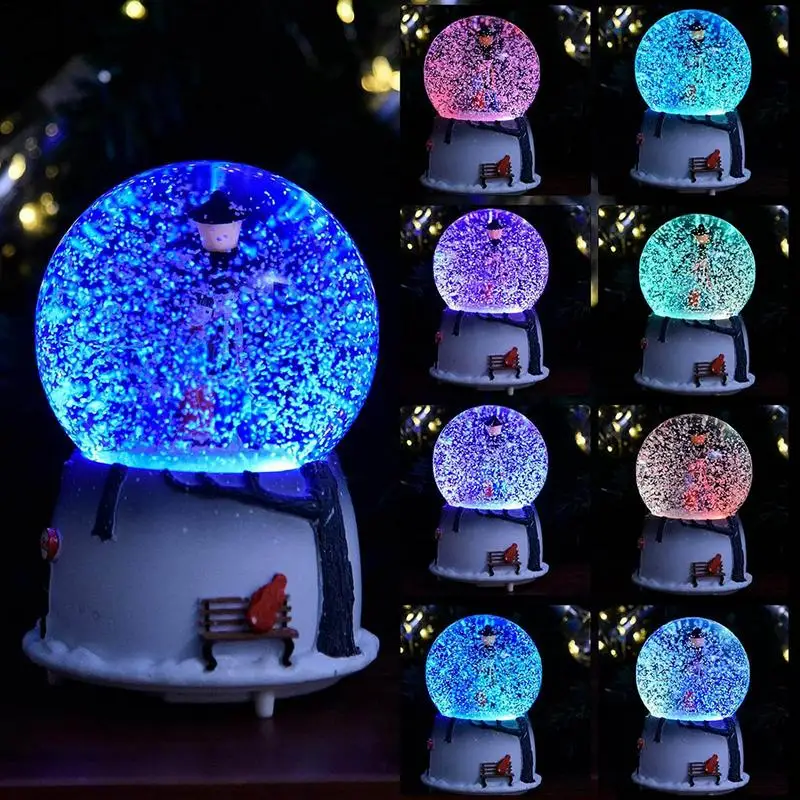 

Music Crystal Ball Automatic Snow Spraying Luminous Music Box Beautiful Couple Snow Globe Valentine's Day Gift Music Case