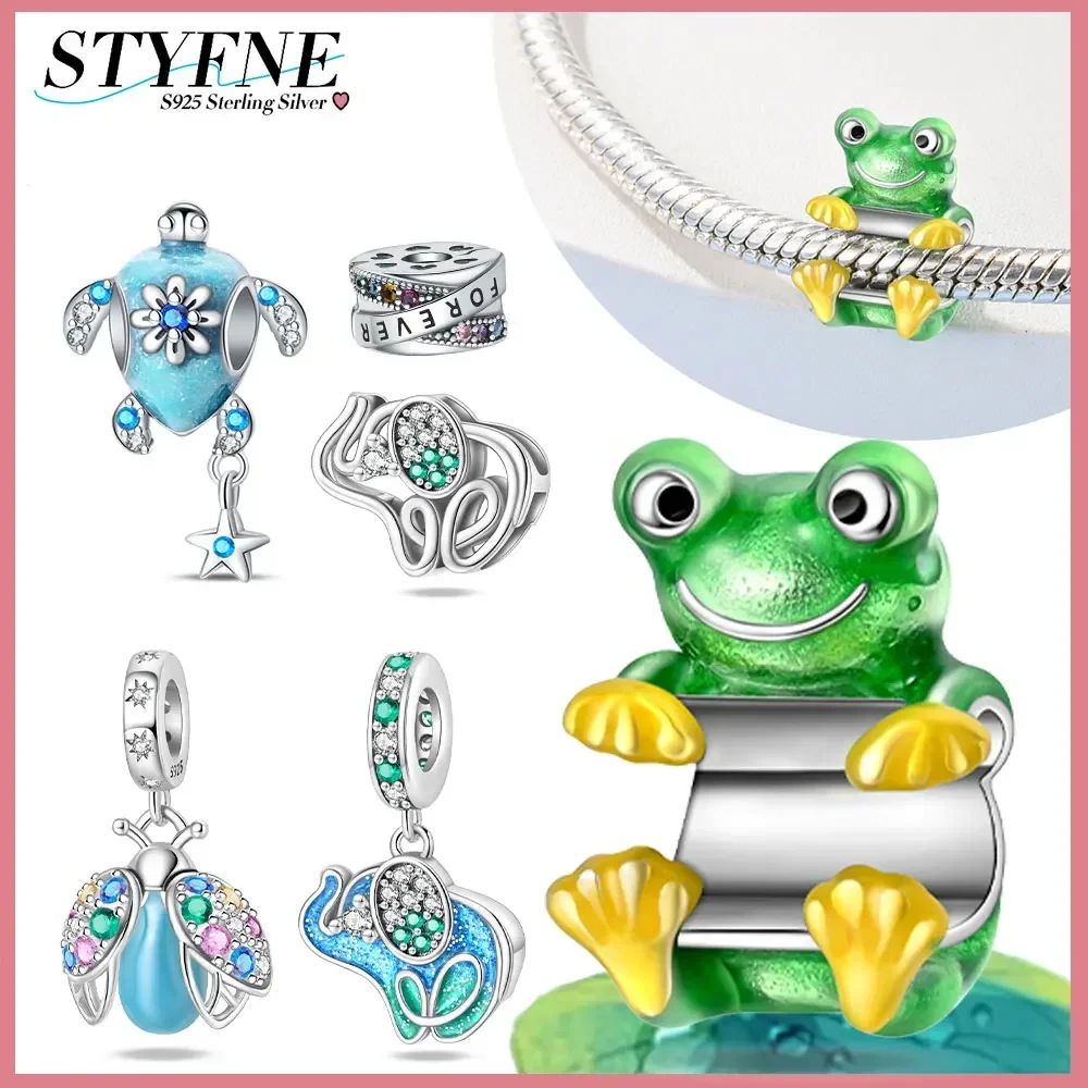 Женский браслет из серебра 925 пробы с синей и зеленой эмалью