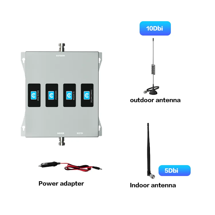 

signal booster quad band mobile phone signal amplifier 2g 3g 4g lte 800 900 1800 2100mhz cellular signal repeater