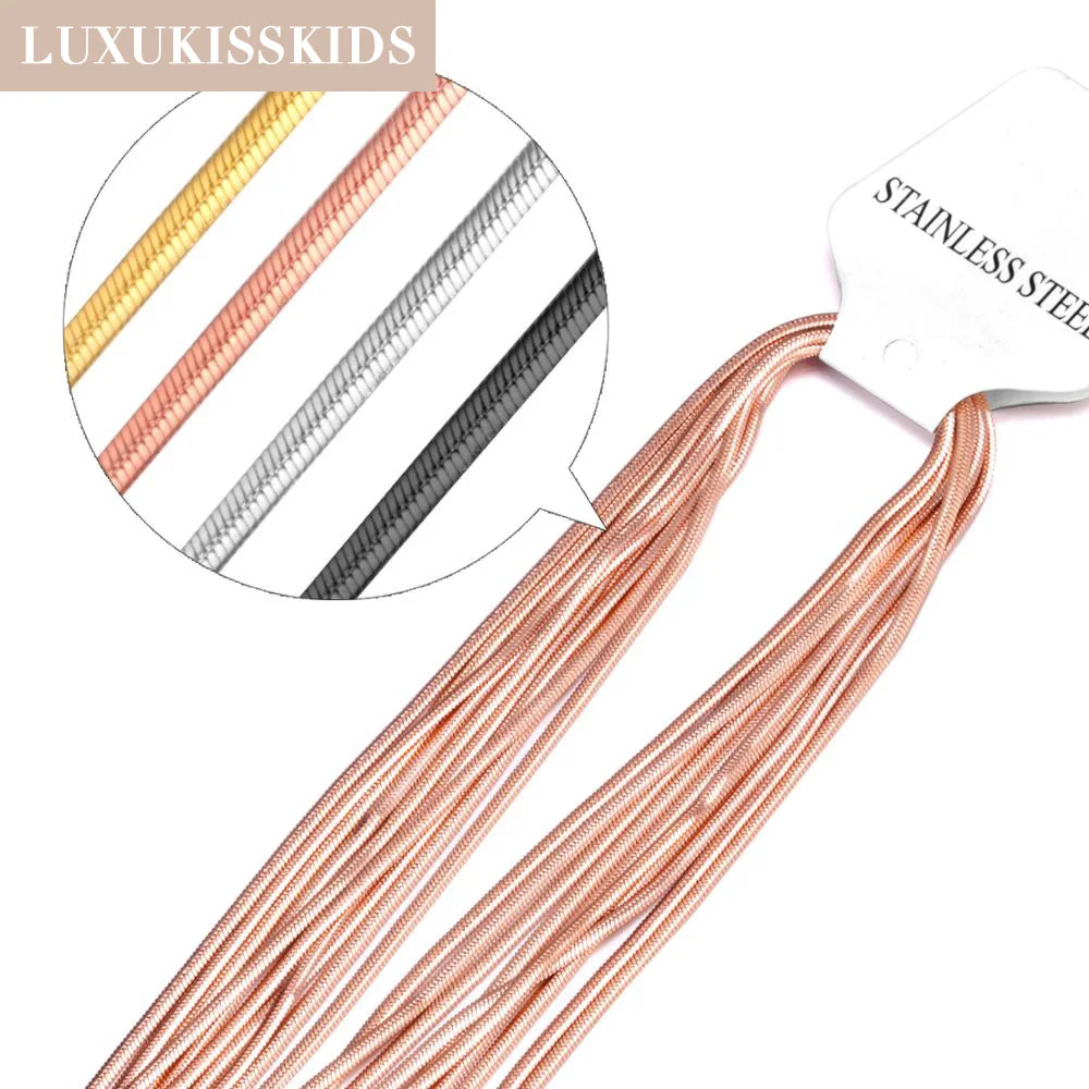 LUXUKISSKIDS 2 Мм Плоская Цепочка В Виде Змеи Ожерелье Из Нержавеющей Стали 316L Модные