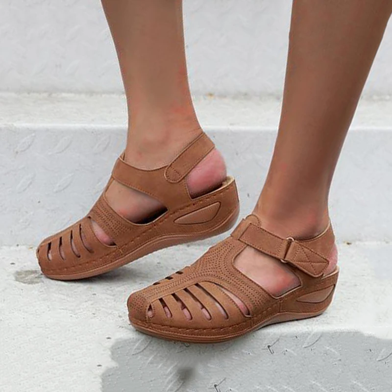 

Сандалии женские в стиле ретро, уличные босоножки без шнуровки, удобные тапки для женщин