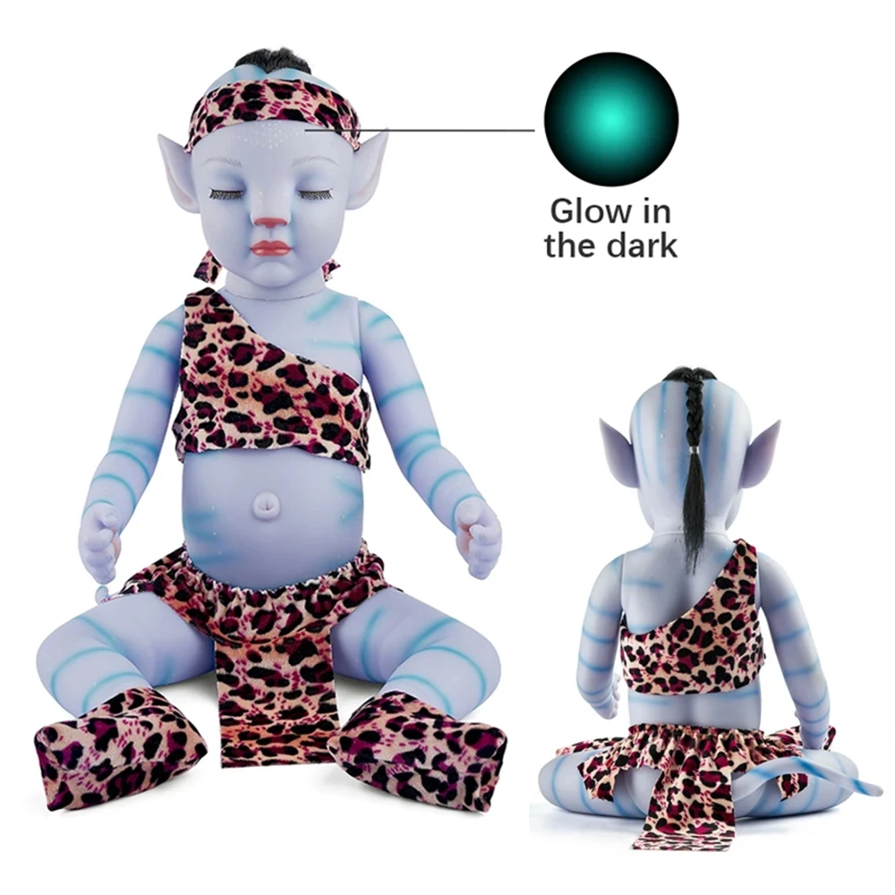 

50cm Avatar Reborn Baby Doll Vinyl Body with Night Light Soft Newborn Infant Toddler Boy Girls 20 Inch Open/Close Eyes