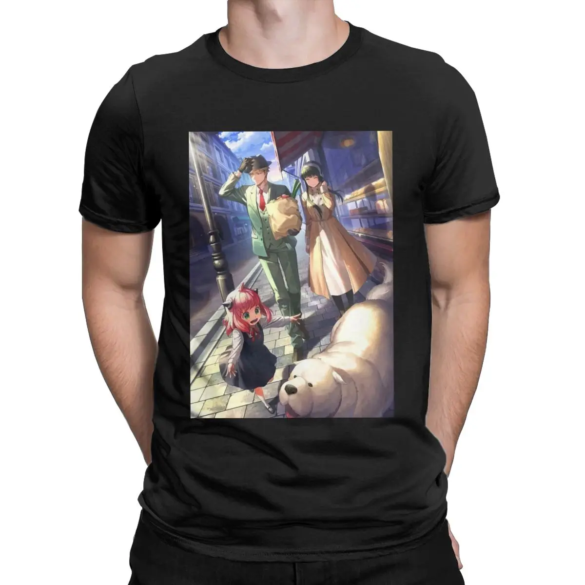 

Men's clothing Spy X Family kawaii 100% Cotton Tops Creative Short Sleeve O Neck Tees Plus Size T-Shirts